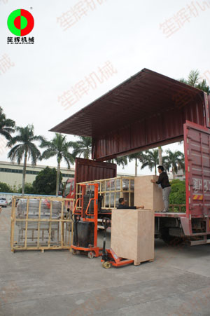 渦流洗菜機及出口切菜機等設備同車中轉裝車發貨